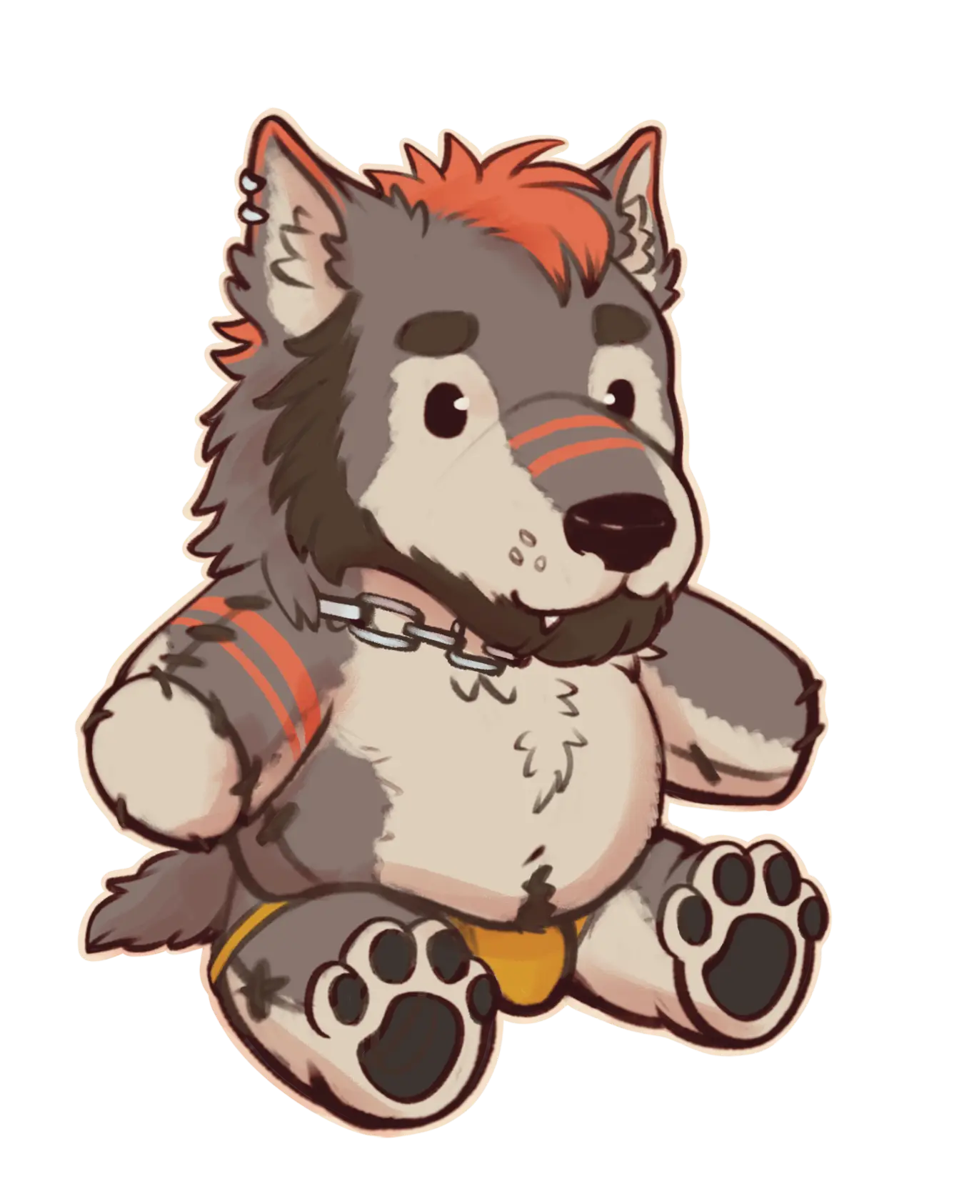Art of Yero, an anthro wolf, Yero is turned into a plushie