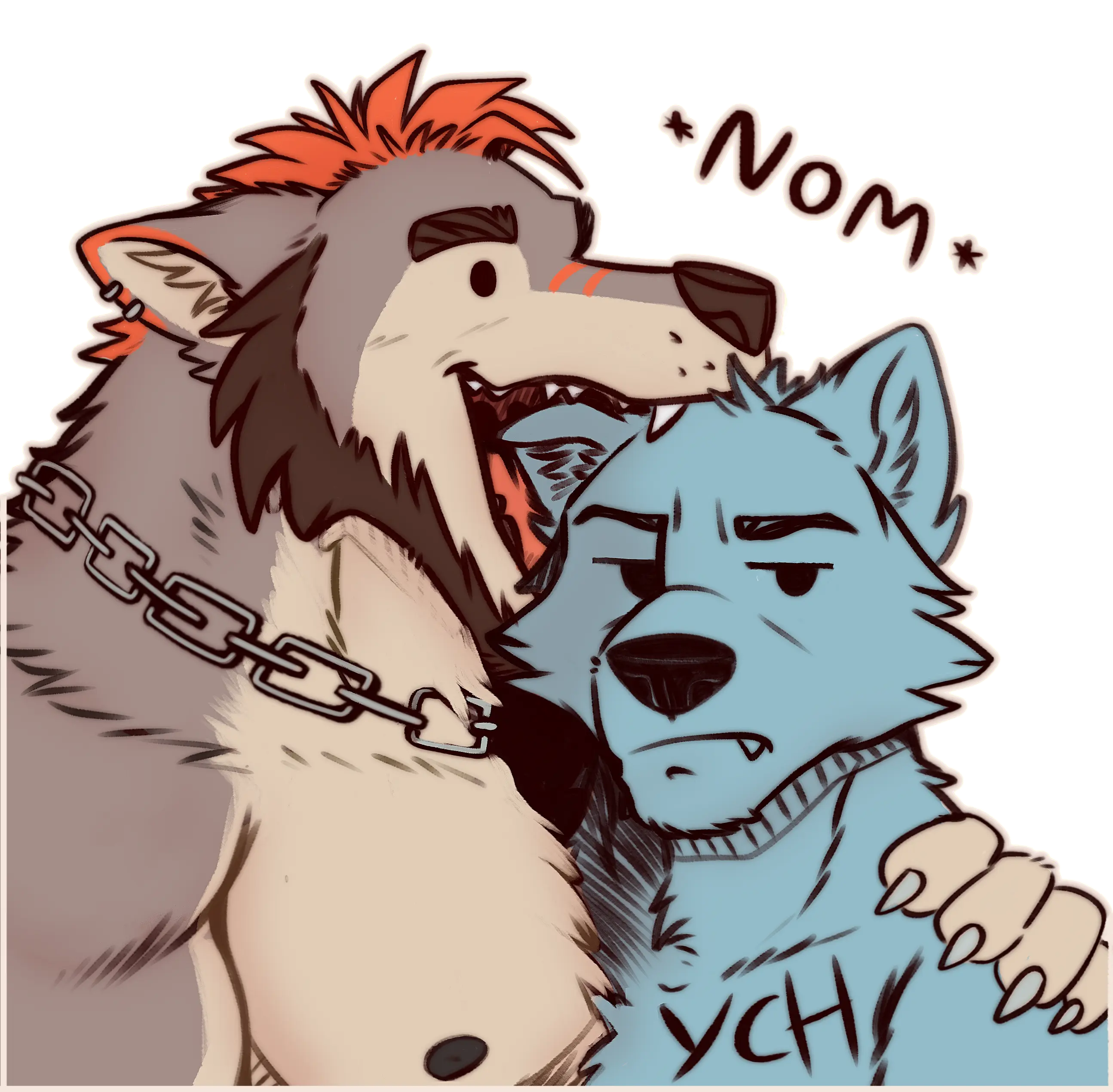 Sticker of Yero, he is nomming on the YCH character