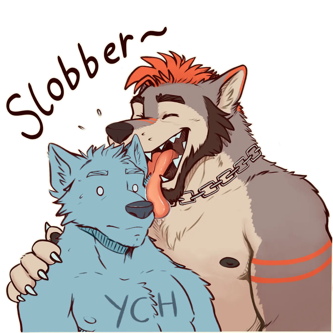 Sticker of Yero, he is slobbering the YCH character, a big lick